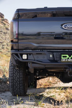 Ford F-150 Rear Bumper - DV8 Offroad - Tube design, Single exhaust models - Micro-texture black powder coat - `21-`26